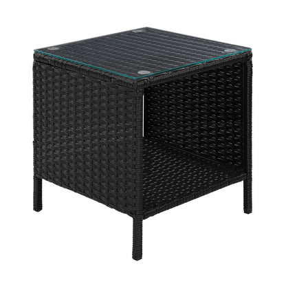 Gardeon Side Table Coffee Patio Outdoor Furniture Rattan Desk Indoor Garden Black-Furniture &gt; Outdoor-PEROZ Accessories