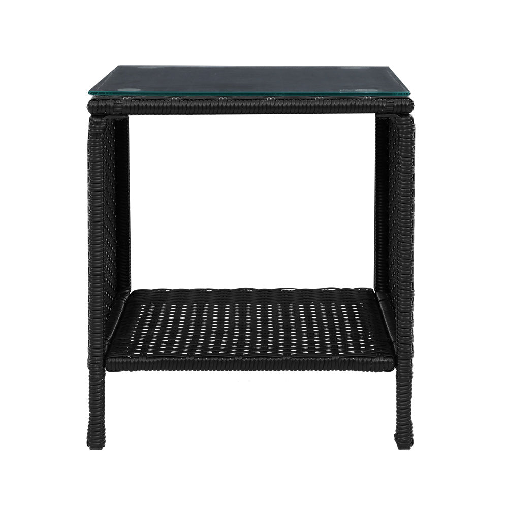 Gardeon Side Table Coffee Patio Outdoor Furniture Rattan Desk Indoor Garden Black-Furniture &gt; Outdoor-PEROZ Accessories