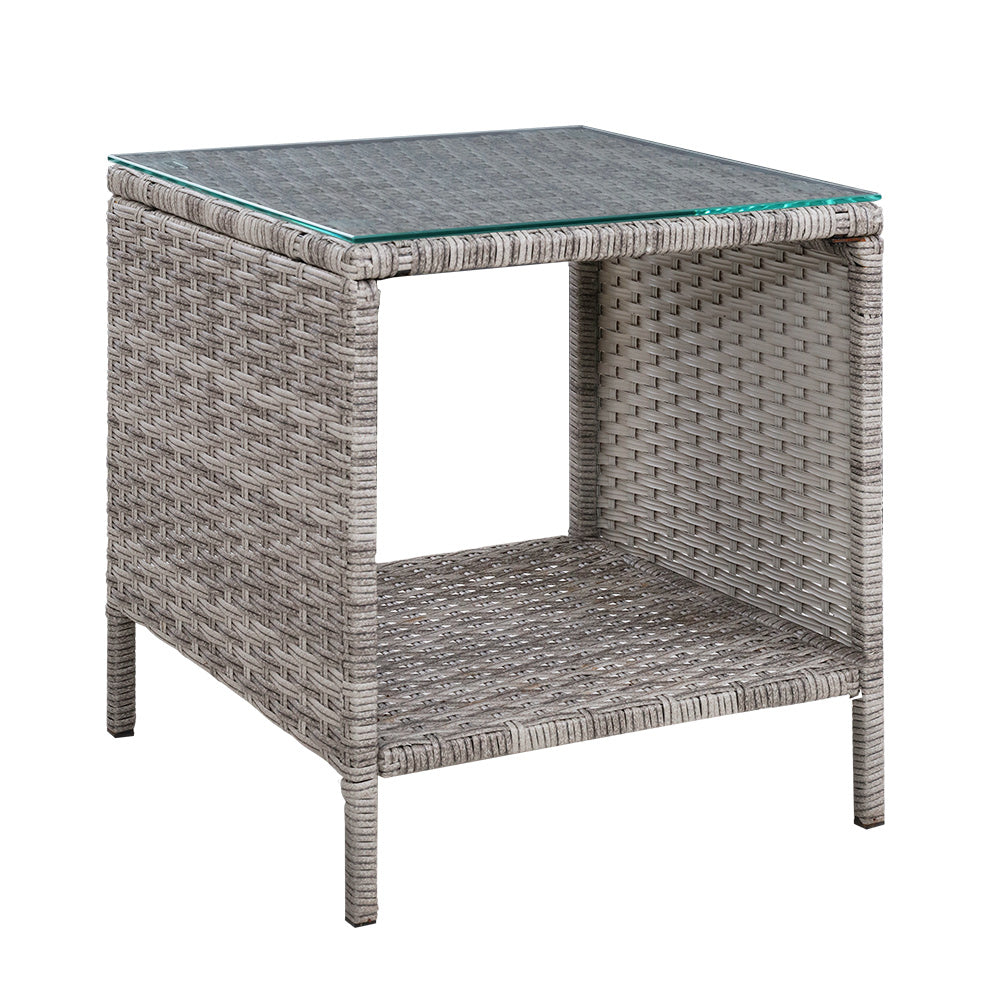 Gardeon Side Table Coffee Patio Outdoor Furniture Rattan Desk Indoor Garden Grey-Furniture &gt; Outdoor-PEROZ Accessories