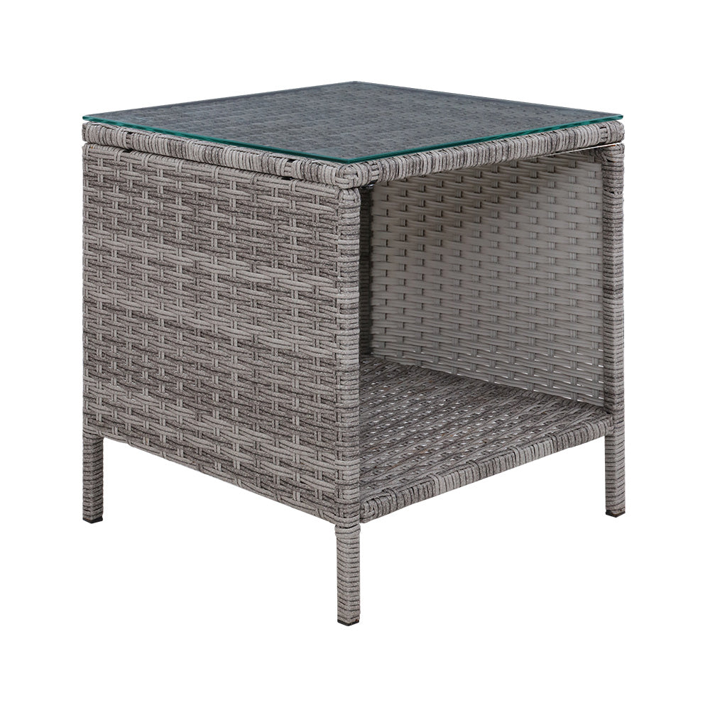 Gardeon Side Table Coffee Patio Outdoor Furniture Rattan Desk Indoor Garden Grey-Furniture &gt; Outdoor-PEROZ Accessories