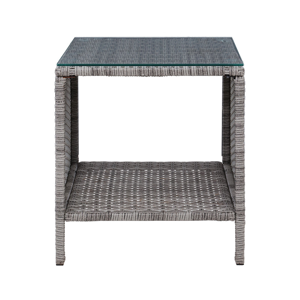 Gardeon Side Table Coffee Patio Outdoor Furniture Rattan Desk Indoor Garden Grey-Furniture &gt; Outdoor-PEROZ Accessories