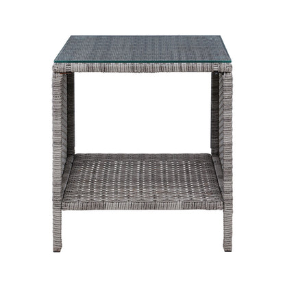 Gardeon Side Table Coffee Patio Outdoor Furniture Rattan Desk Indoor Garden Grey-Furniture &gt; Outdoor-PEROZ Accessories