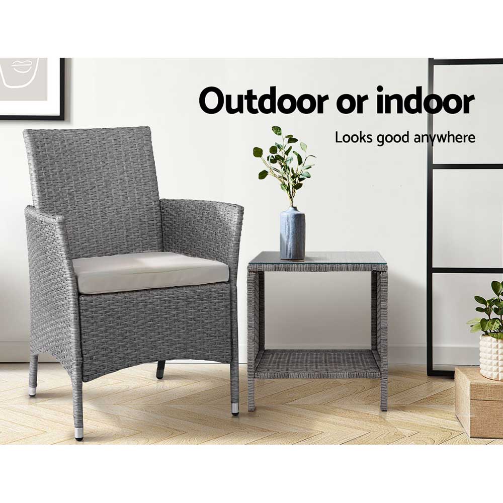 Gardeon Side Table Coffee Patio Outdoor Furniture Rattan Desk Indoor Garden Grey-Furniture &gt; Outdoor-PEROZ Accessories