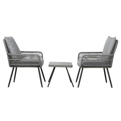 Gardeon Outdoor Furniture 3-Piece Lounge Setting Chairs Table Bistro Set Patio-Furniture &gt; Outdoor-PEROZ Accessories