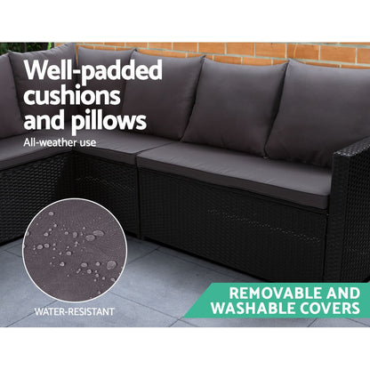 Gardeon Outdoor Furniture Dining Setting Sofa Set Lounge Wicker 9 Seater Black-Furniture &gt; Outdoor-PEROZ Accessories