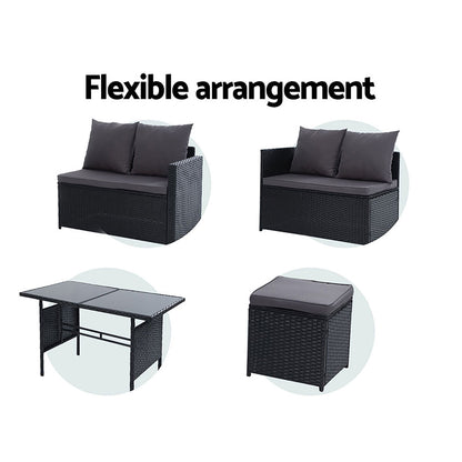 Gardeon Outdoor Furniture Dining Setting Sofa Set Wicker 9 Seater Storage Cover Black-Furniture &gt; Outdoor-PEROZ Accessories