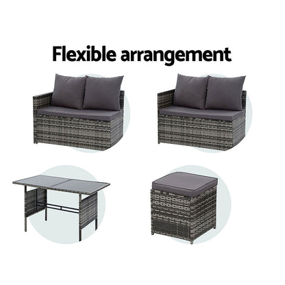 Gardeon Outdoor Furniture Dining Setting Sofa Set Lounge Wicker 9 Seater Mixed Grey-Furniture &gt; Outdoor-PEROZ Accessories