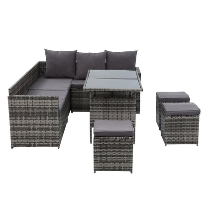 Gardeon Outdoor Furniture Dining Setting Sofa Set Wicker 9 Seater Storage Cover Mixed Grey-Furniture &gt; Outdoor-PEROZ Accessories