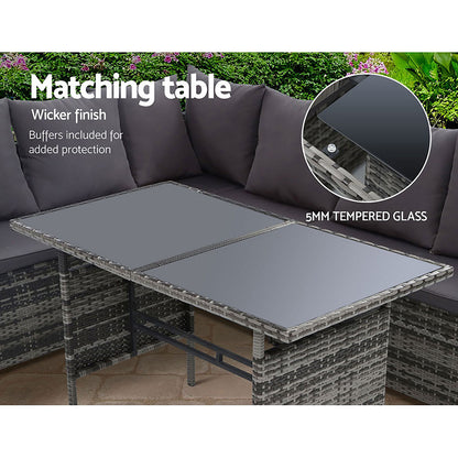 Gardeon Outdoor Furniture Dining Setting Sofa Set Wicker 9 Seater Storage Cover Mixed Grey-Furniture &gt; Outdoor-PEROZ Accessories