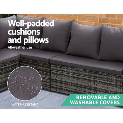 Gardeon Outdoor Furniture Dining Setting Sofa Set Wicker 9 Seater Storage Cover Mixed Grey-Furniture &gt; Outdoor-PEROZ Accessories