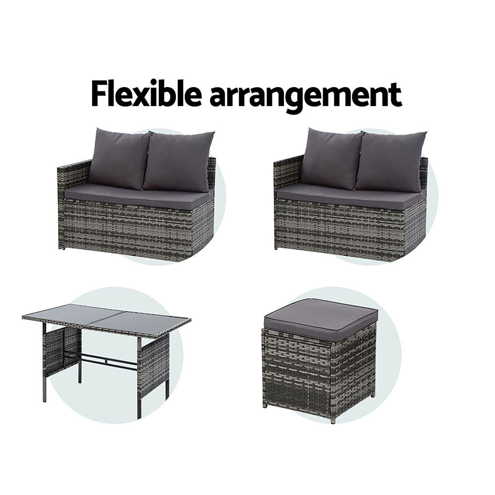 Gardeon Outdoor Furniture Dining Setting Sofa Set Wicker 9 Seater Storage Cover Mixed Grey-Furniture &gt; Outdoor-PEROZ Accessories