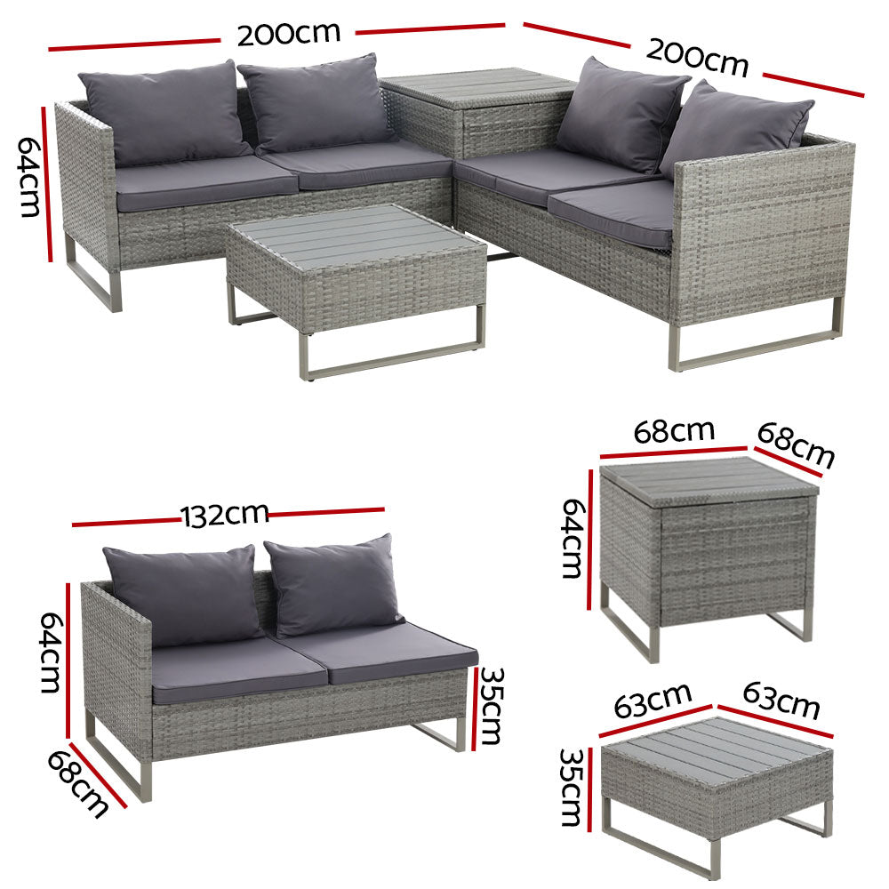 Gardeon Outdoor Sofa Furniture Garden Couch Lounge Set Patio Wicker Table Chairs-Furniture &gt; Outdoor-PEROZ Accessories