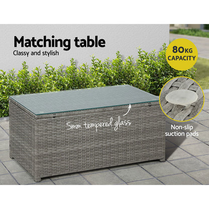 Gardeon 4-Piece Outdoor Sofa Set Wicker Couch Lounge Setting Grey-Furniture &gt; Outdoor-PEROZ Accessories