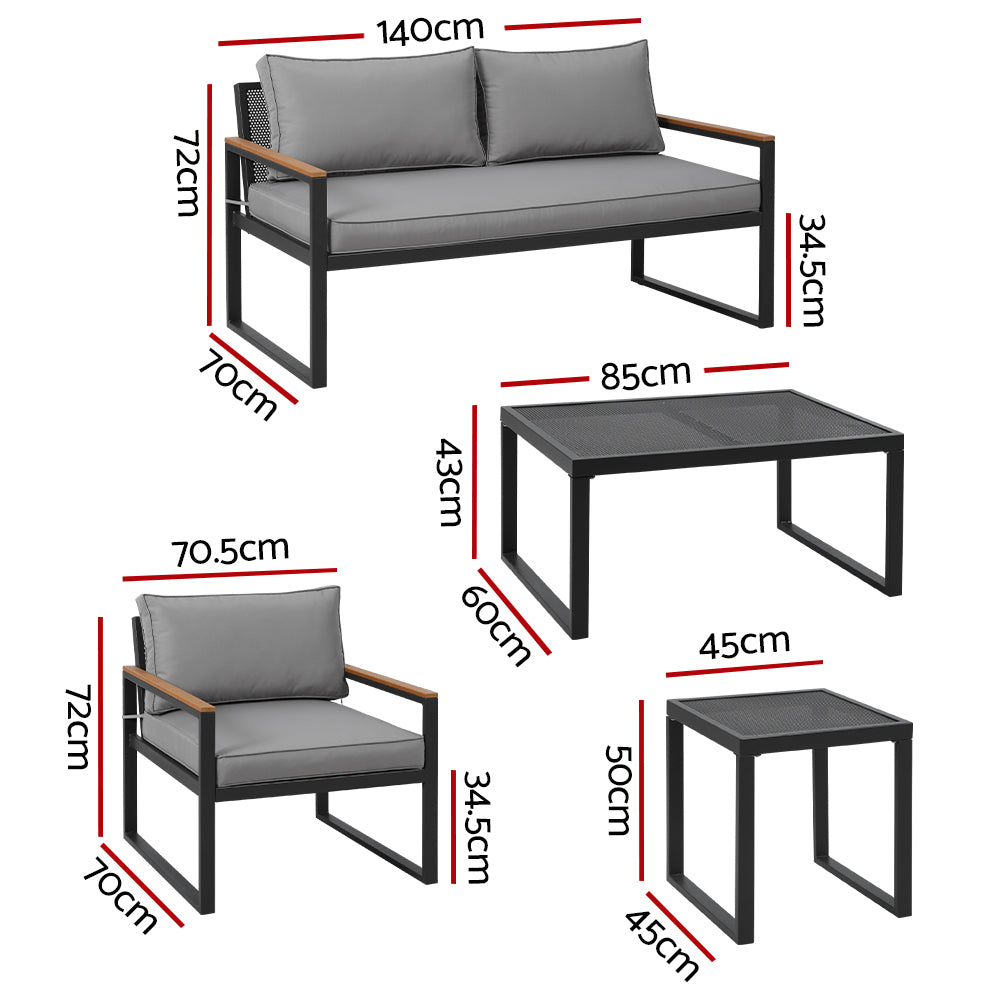 Gardeon Outdoor Sofa Set 3 Seater Corner Modular Lounge Setting Steel-Furniture &gt; Outdoor-PEROZ Accessories