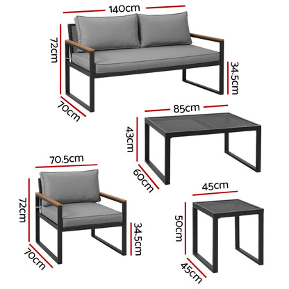 Gardeon Outdoor Sofa Set 3 Seater Corner Modular Lounge Setting Steel-Furniture &gt; Outdoor-PEROZ Accessories