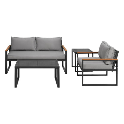 Gardeon Outdoor Sofa Set 3 Seater Corner Modular Lounge Setting Steel-Furniture &gt; Outdoor-PEROZ Accessories