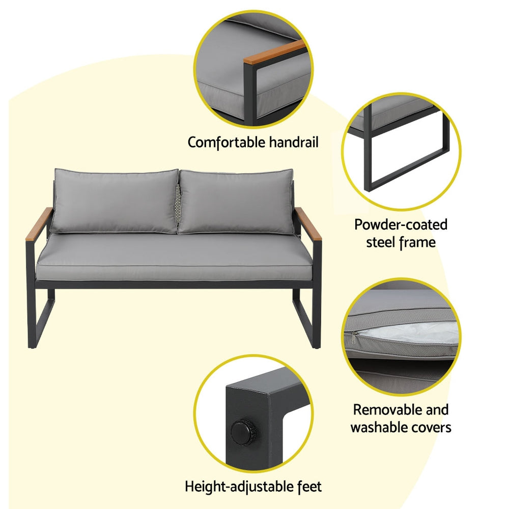 Gardeon Outdoor Sofa Set 3 Seater Corner Modular Lounge Setting Steel-Furniture &gt; Outdoor-PEROZ Accessories