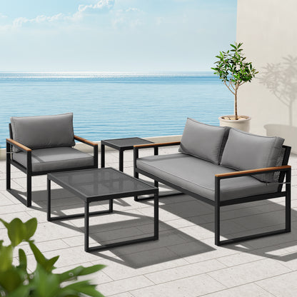 Gardeon Outdoor Sofa Set 3 Seater Corner Modular Lounge Setting Steel-Furniture &gt; Outdoor-PEROZ Accessories