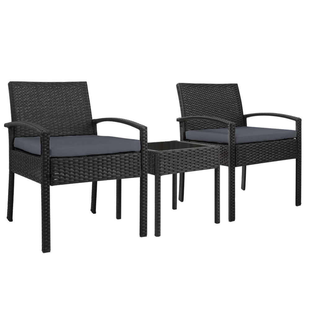 Gardeon 3-piece Outdoor Set - Black-Furniture &gt; Outdoor-PEROZ Accessories
