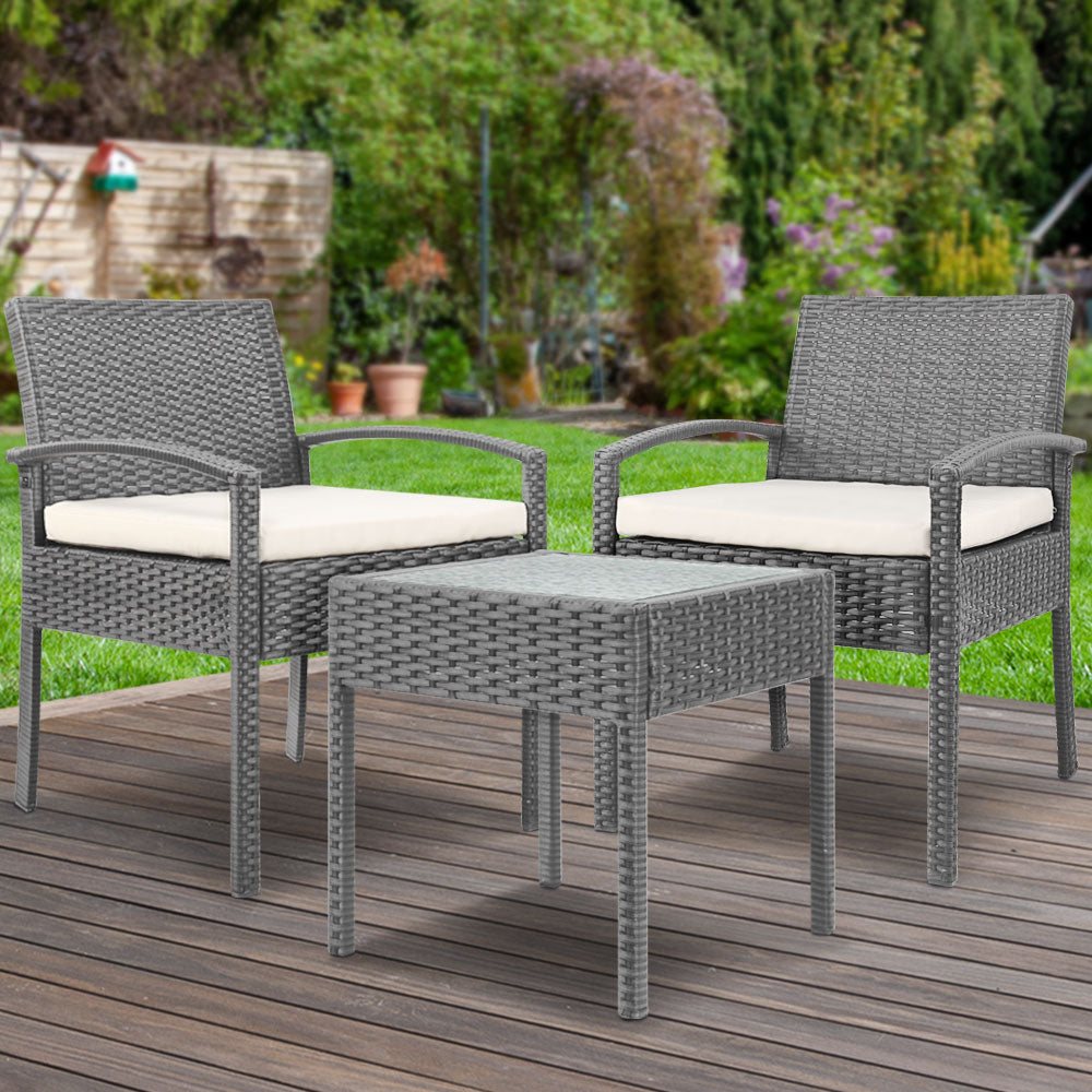 Gardeon 3-piece Outdoor Set - Grey-Furniture &gt; Outdoor-PEROZ Accessories
