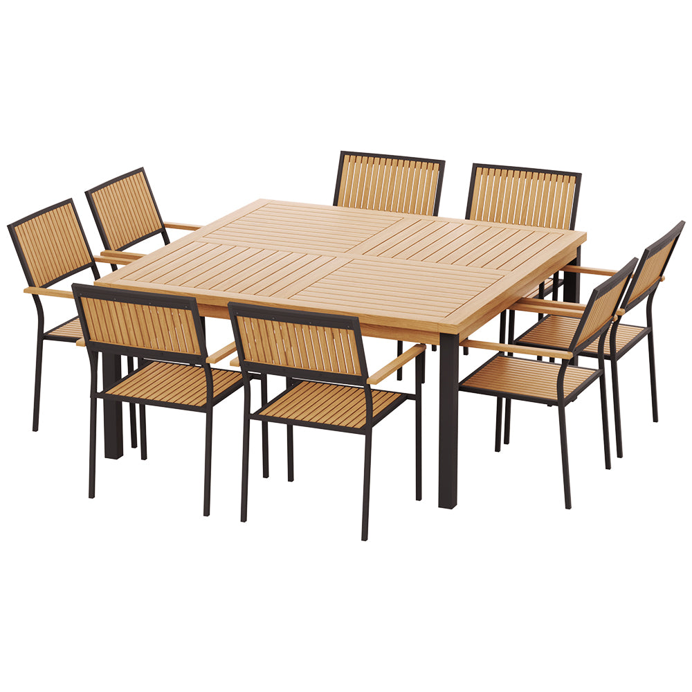 Gardeon 8-seater Outdoor Furniture Dining Chairs Table Patio 9pcs Acacia Wood-Furniture &gt; Outdoor-PEROZ Accessories