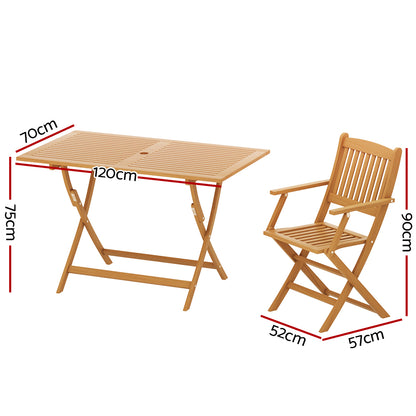 Gardeon 7PCS Outdoor Dining Set Garden Chairs Table Patio Foldable 6 Seater Wood-Furniture &gt; Outdoor-PEROZ Accessories