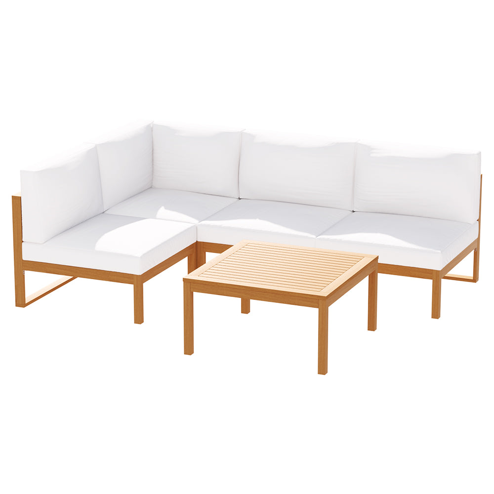 Gardeon 5 Pieces Outdoor Sofa Set 4-Seater Acacia Wood Corner Lounge Setting-Furniture &gt; Outdoor-PEROZ Accessories