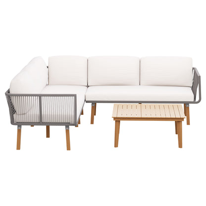 Gardeon 4pcs Outdoor Sofa Set Modular Aluminum Lounge Setting Wooden 5 Seaters-Furniture &gt; Outdoor-PEROZ Accessories