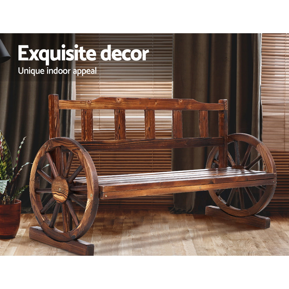Gardeon Garden Bench Wooden Wagon Chair 3 Seat Outdoor Furniture Backyard Lounge Charcoal-Furniture &gt; Outdoor-PEROZ Accessories