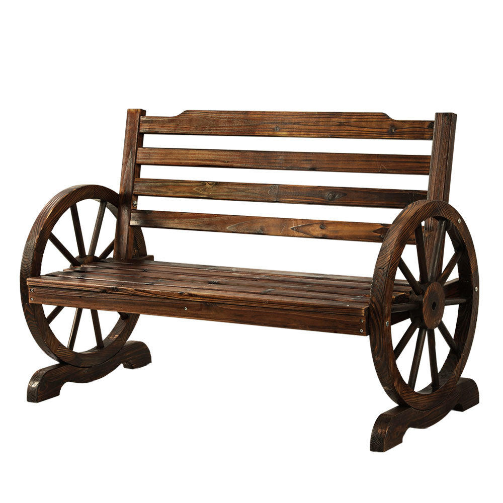 Gardeon Wooden Wagon Wheel Bench - Brown-Furniture &gt; Outdoor-PEROZ Accessories