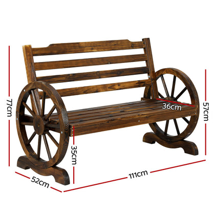 Gardeon Wooden Wagon Wheel Bench - Brown-Furniture &gt; Outdoor-PEROZ Accessories