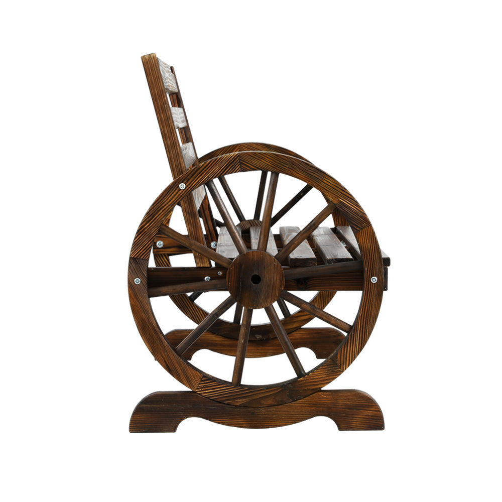 Gardeon Wooden Wagon Wheel Bench - Brown-Furniture &gt; Outdoor-PEROZ Accessories