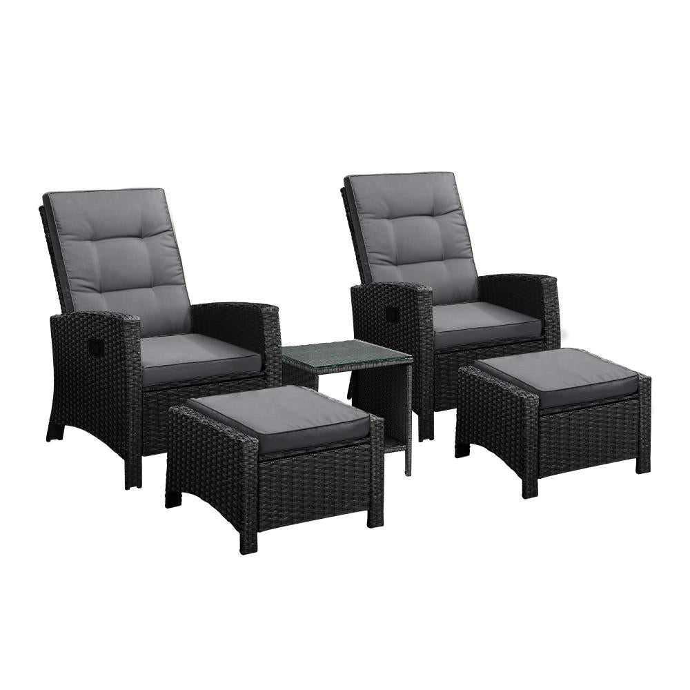 Shop Livsip Outdoor  Recliner Chair &amp; Table Set Wicker lounge Patio Furniture Setting  | PEROZ Australia
