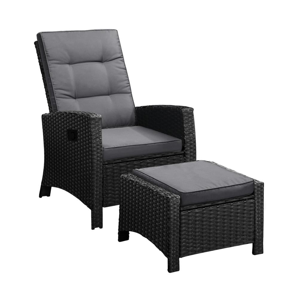 Livsip Outdoor Recliner Chairs Sun Lounge Wicker Sofa Patio Furniture Garden-Outdoor Recliner-PEROZ Accessories