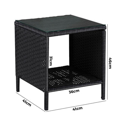 Livsip Garden Table Rattan Cafe Table Outdoor Garden Furniture Side Table-Outdoor Recliner-PEROZ Accessories