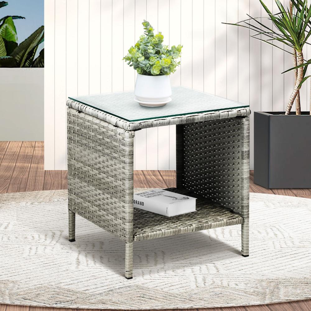 Livsip Rattan Side Table Outdoor Furniture Coffee Patio Desk Indoor Garden Decor-Outdoor Recliner-PEROZ Accessories
