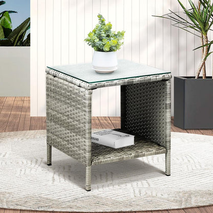 Livsip Rattan Side Table Outdoor Furniture Coffee Patio Desk Indoor Garden Decor-Outdoor Recliner-PEROZ Accessories