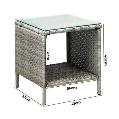 Livsip Rattan Side Table Outdoor Furniture Coffee Patio Desk Indoor Garden Decor-Outdoor Recliner-PEROZ Accessories
