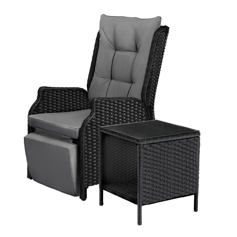 Shop Livsip Outoodr Recliner Chair &amp; Table Sun Lounge Outdoor Furniture Patio Setting  | PEROZ Australia