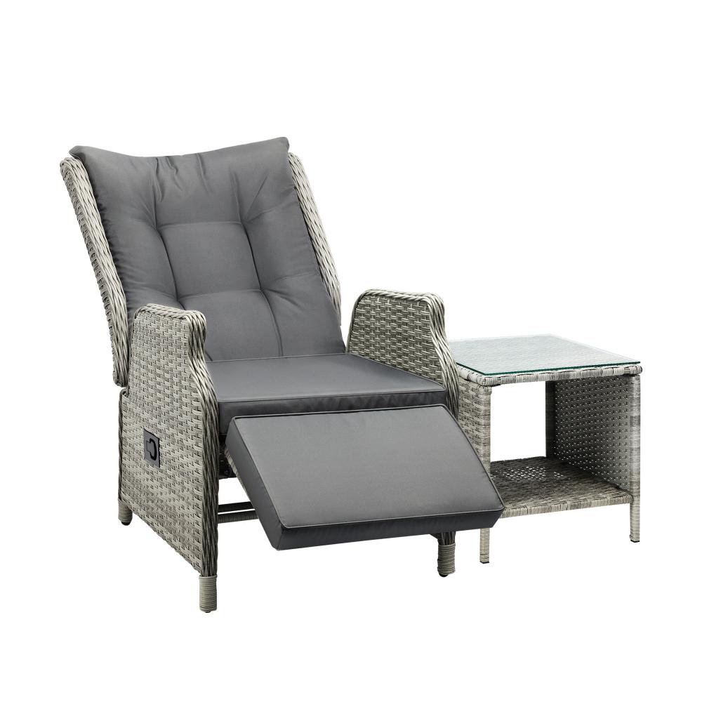 Shop Livsip Outoodr Recliner Chair Sun Lounge &amp; Table Set utdoor Furniture Patio Sofa  | PEROZ Australia