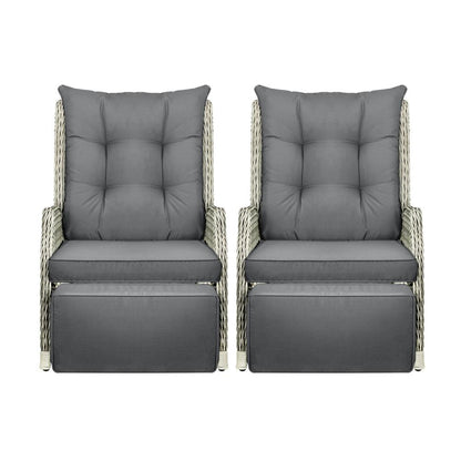 Shop Livsip Recliner Chairs Sun lounge Outdoor Furniture Patio Wicker Sofa Set of 2  | PEROZ Australia