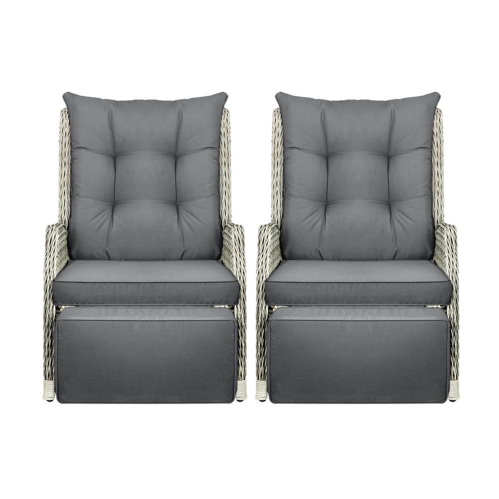 Shop Livsip Recliner Chairs Sun lounge Outdoor Furniture Patio Wicker Sofa Set of 2  | PEROZ Australia