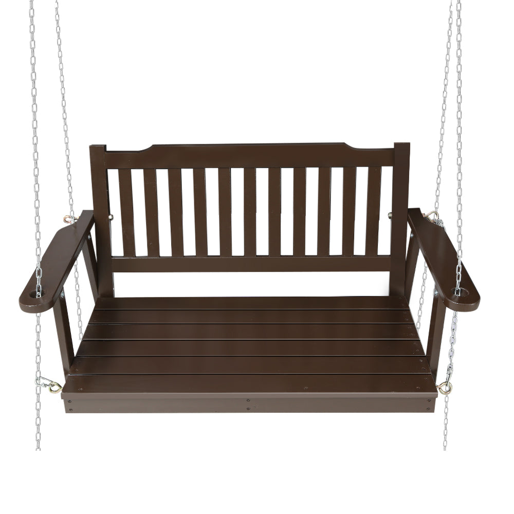 Gardeon Porch Swing Chair with Chain Garden Bench Outdoor Furniture Wooden Brown-Furniture &gt; Outdoor-PEROZ Accessories