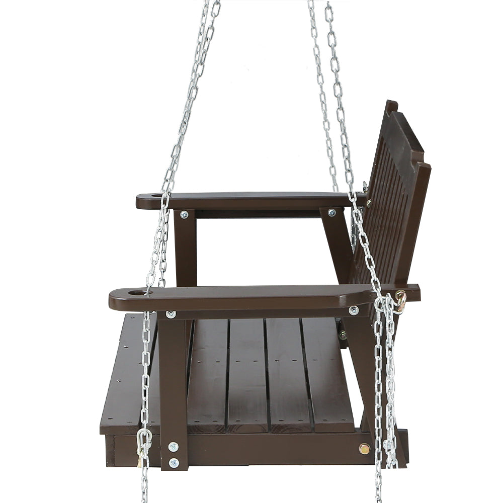 Gardeon Porch Swing Chair with Chain Garden Bench Outdoor Furniture Wooden Brown-Furniture &gt; Outdoor-PEROZ Accessories