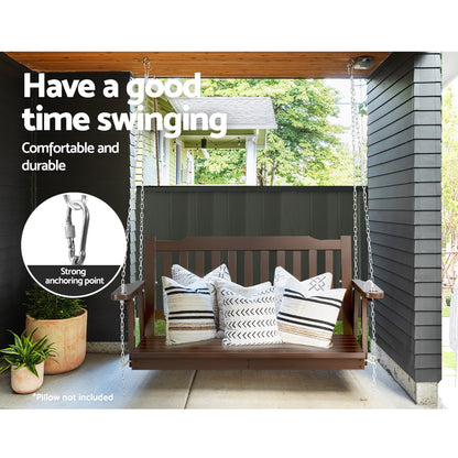 Gardeon Porch Swing Chair with Chain Garden Bench Outdoor Furniture Wooden Brown-Furniture &gt; Outdoor-PEROZ Accessories