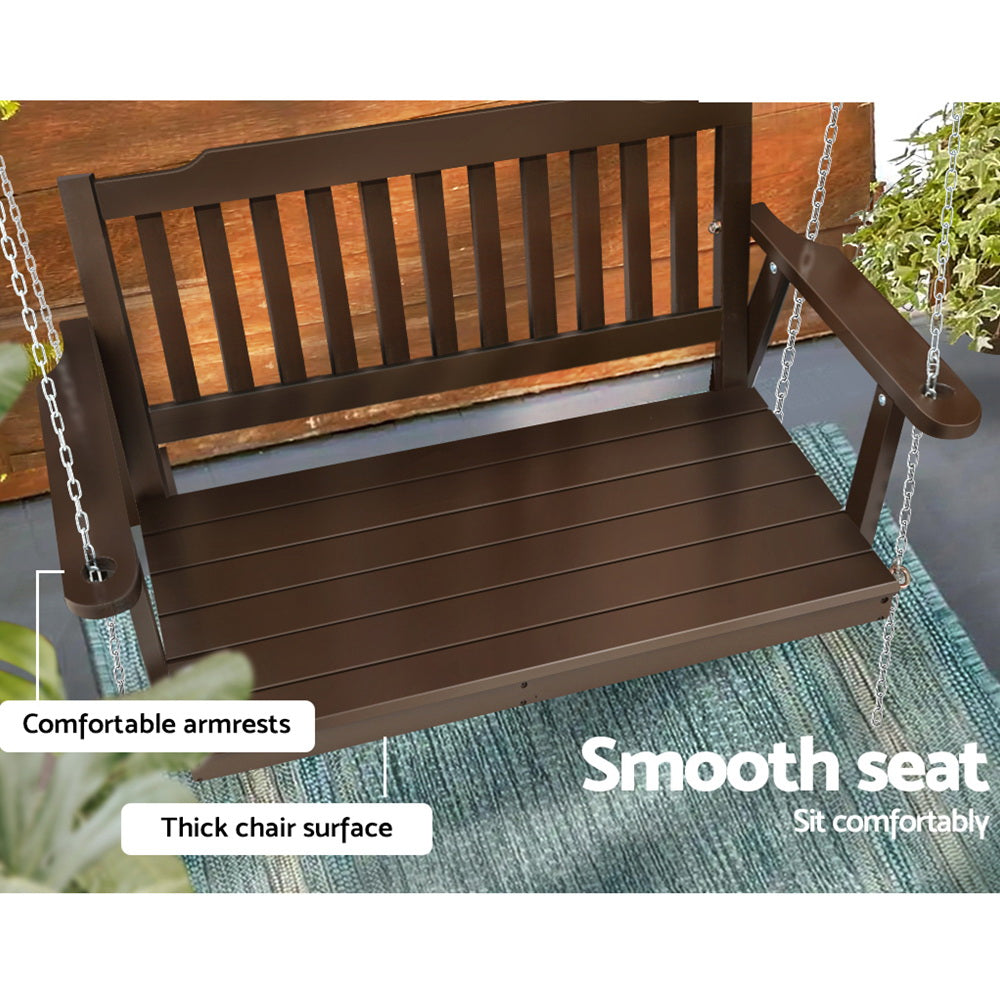 Gardeon Porch Swing Chair with Chain Garden Bench Outdoor Furniture Wooden Brown-Furniture &gt; Outdoor-PEROZ Accessories