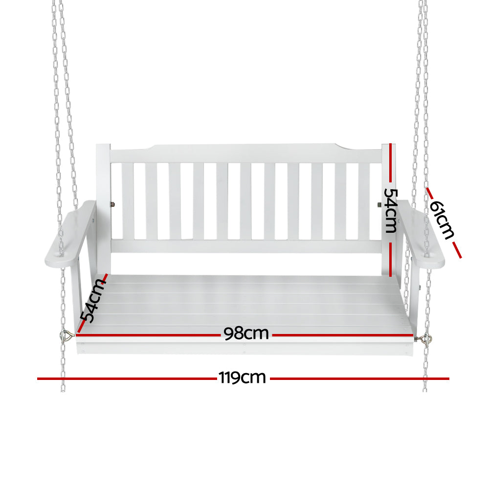 Gardeon Porch Swing Chair with Chain Garden Bench Outdoor Furniture Wooden White-Furniture &gt; Outdoor-PEROZ Accessories