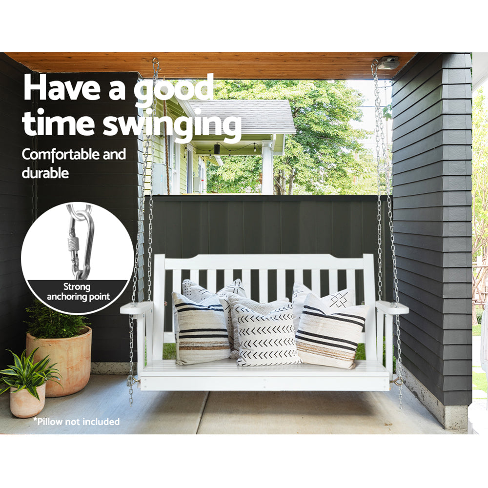 Gardeon Porch Swing Chair with Chain Garden Bench Outdoor Furniture Wooden White-Furniture &gt; Outdoor-PEROZ Accessories