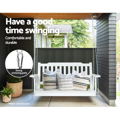 Gardeon Porch Swing Chair with Chain Garden Bench Outdoor Furniture Wooden White-Furniture &gt; Outdoor-PEROZ Accessories