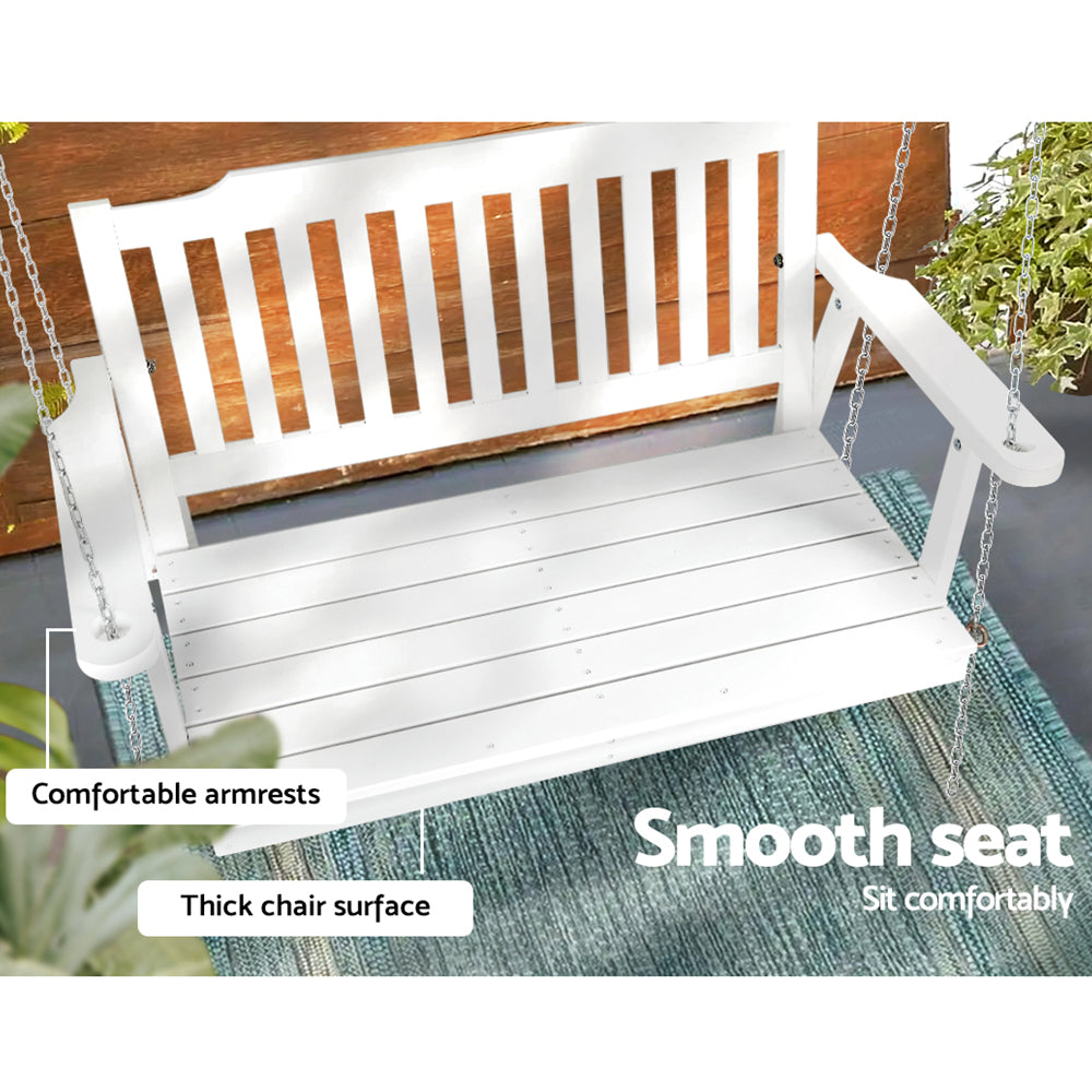 Gardeon Porch Swing Chair with Chain Garden Bench Outdoor Furniture Wooden White-Furniture &gt; Outdoor-PEROZ Accessories